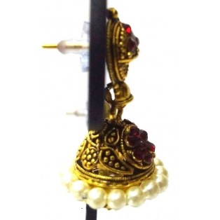 Golden Oxidized Earrings Ethnic Imitation Jewelry Chandelier Dangle Drop - EA37